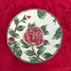 Fitz & Floyd Lovely Pink Rose Omnibus Ceramic Round Plate 13"W -1995 / Vintage